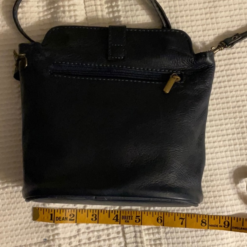 Pelletteria Di Mario Navy Blue Leather Crossbody Purse Made In Italy Adjustable